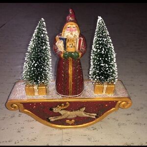 Neiman Marcus Red Santa with Green Trees Holiday Decor